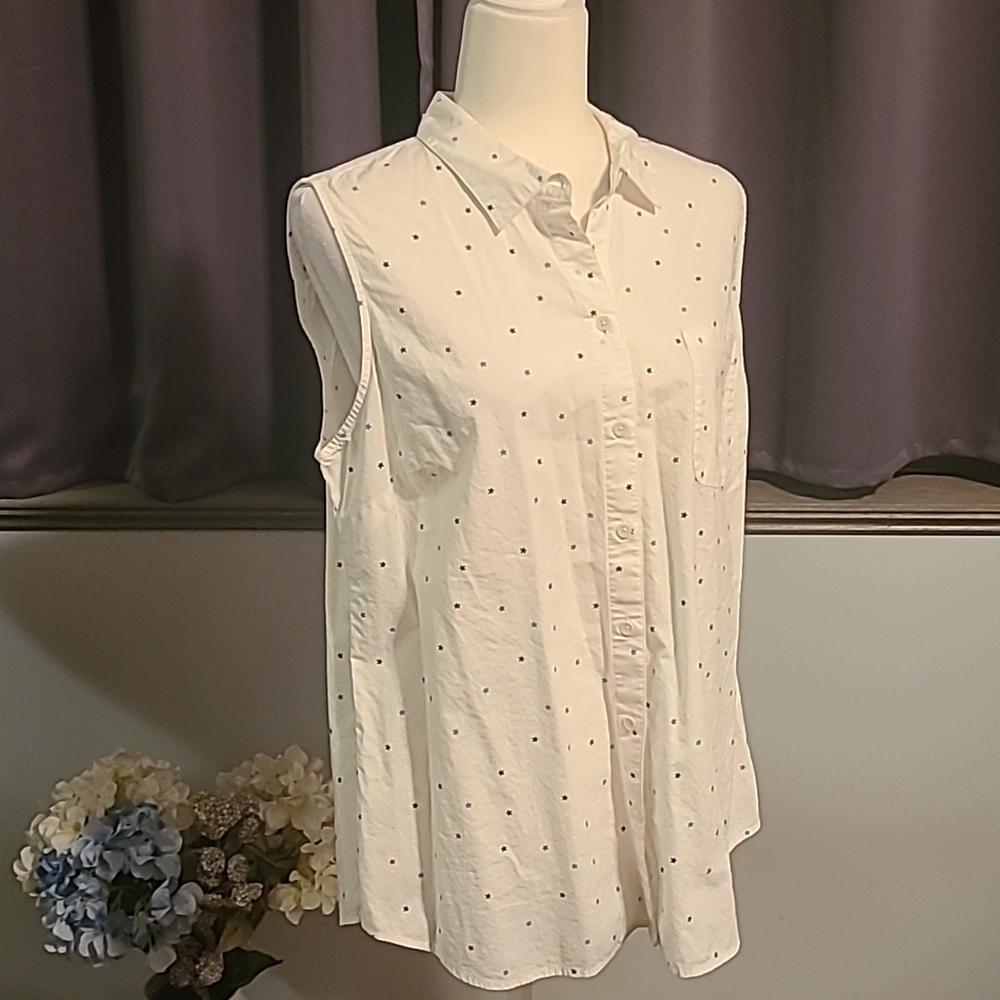 Croft and Barrow Polka Dot Sleeveless Top - XL